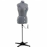 SINGER Female Adjustable Gray Dress Form Fits Sizes 10-18 Pinnable Mannequin Body Torso with 360 Degree Hem Guide, Foam-Backed Fabric Exterior, 12 Dials, Tri-Pod Stand