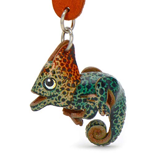 Preisvergleich Produktbild Monkimau Schlüsselanhänger Chamäleon Zoo Figur aus Leder