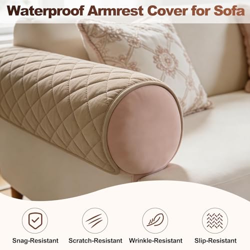 Fundas para reposabrazos de sofá protector de reposabrazos de silla impermeable marrón 6