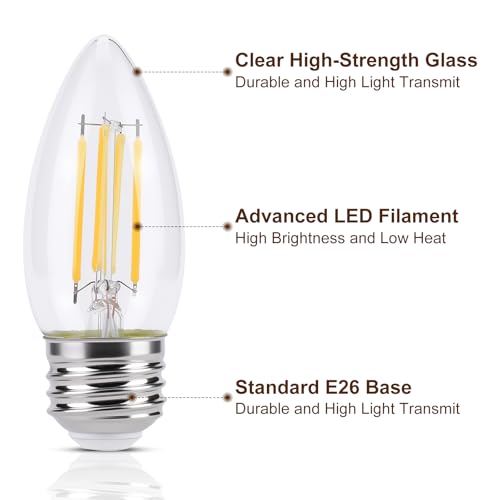 KINUR E26 led Bulb 40W Candelabra Light Bulbs,B11 LED Chandelier Bulbs,2700K Warm White De - image 2