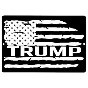 Donald Trump 2024 Metal Tin Sign Wall Decor Man Cave Bar Tattered USA Flag