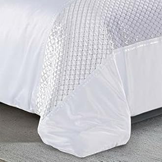PRIME LINENS Luxury 3 Pcs Quilted Bedspread Bedding Set Comforter Bed Throw with Matching Pillow Shams Satin Sequence Design Easy Care (White, Double)
