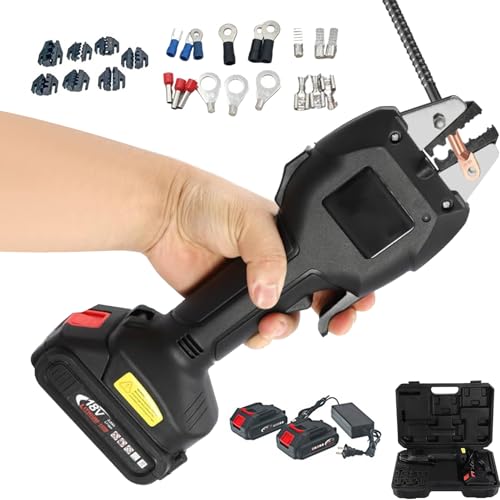 Kit di crimpatura elettrica, crimpatrice a batteria, con 7 stampi per connettori preisolati e non isolati, include 2 batterie
