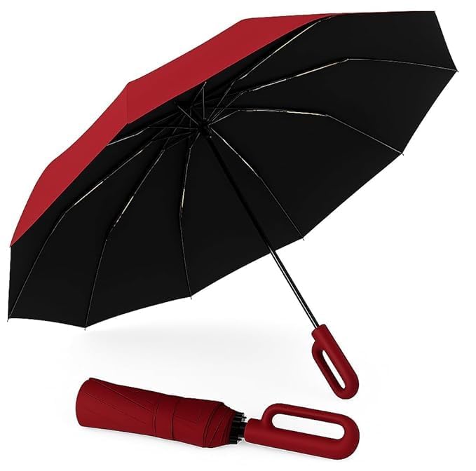 Image of ๐๐จ๐ฅ๐๐ง๐ข UV Reversible Umbrella with Novelty Carabiner Handle, Travel-Friendly Umbrellas for Sun & Rain Protection, Windproof Compact, Automatic Open /Close, 8 Dual Ribs, Portable Umbrella for Men and Women