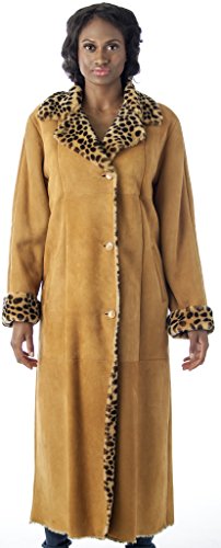 REED Women's Sheepskin Shearling Full-Length Coat (S, Camel)