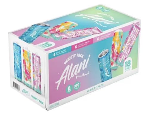 Alani. Nu Energy Drink Slush Variety Pack| (Pack Of 18) | 3 Different Flavors : Blue Slush, Sherbet Swirl, and Cotton Candy -12 fl. oz