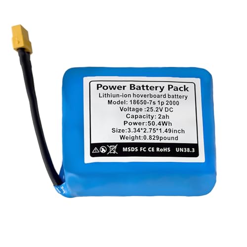 MLGBDC 25.2V Hoverboard Battery 2Ah Replacement Battery for 25.2V Hoverboard with XT60 Interface, Size: 3.34 x 2.75 x 1.49 inch, 7S1P