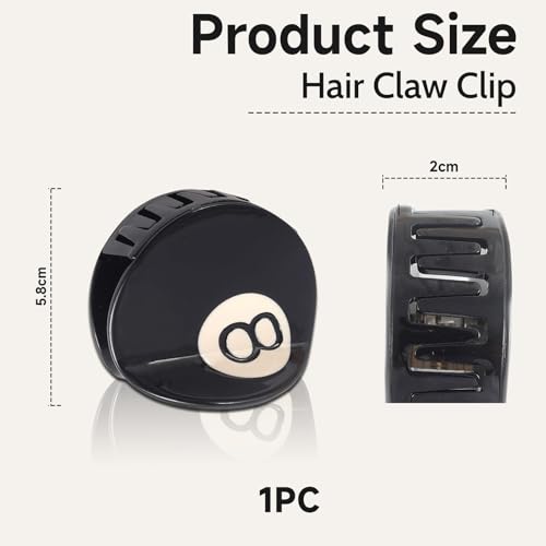 GlamRays Black 8 Ball Golf Club Hair Claw Clip for Women 2.15" Acetone Hair Claw 1 Piece - Image 2