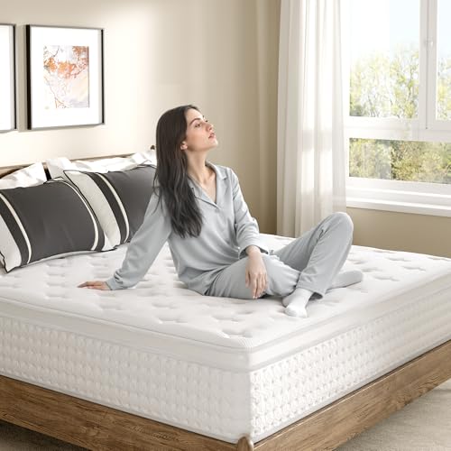 Image of 10 inch Queen Size Mattress in a Box, Memory Foam with Pocket Springs Coils Hybrid Mattress for Support, Pressure Relief, Medium Firm, 120 Night Trial