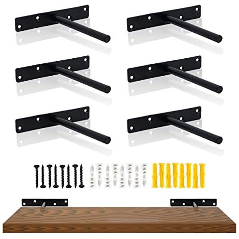 AddGrace 6 Pack Heavy Duty Floating Shelf Bracket Hidden Shelf Brackets Concealed Shelf Support for Floating Wood Shelves Cover