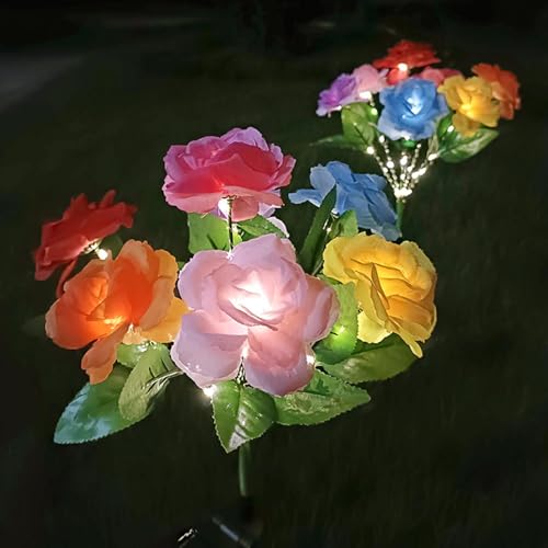 Luces solares para exteriores de flores artificiales para decorar jardines oscuros 3