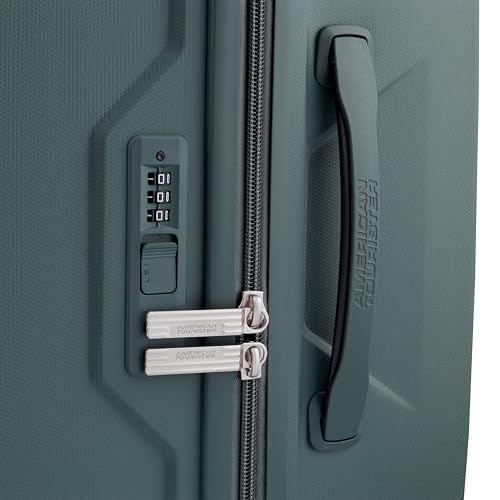 Image of American Tourister Qubiz | Check-in Trolley Bag (68 cm) | 360 8 Wheel Travel Luggage | Hard Case Polypropylene Suitcase | Recessed Combination Lock | Green