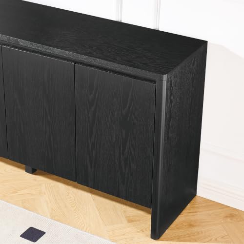 Image of 61 inch Black Sideboard Buffet,Credenza Storage,Media Console Cabinet