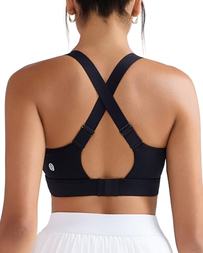 RUNNING GIRL Sports Bras for Women High Support, Adjustable Straps Hook Back Sports Bras for Women with Sewn in Pads