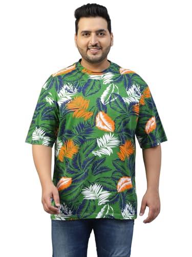 Image of Veirdo 100% Pure Cotton Oversized Loose Baggy Fit Drop Shoulder Paisley Printed Plus Size T-Shirt for Men (Sizes: 2XL to 5XL)