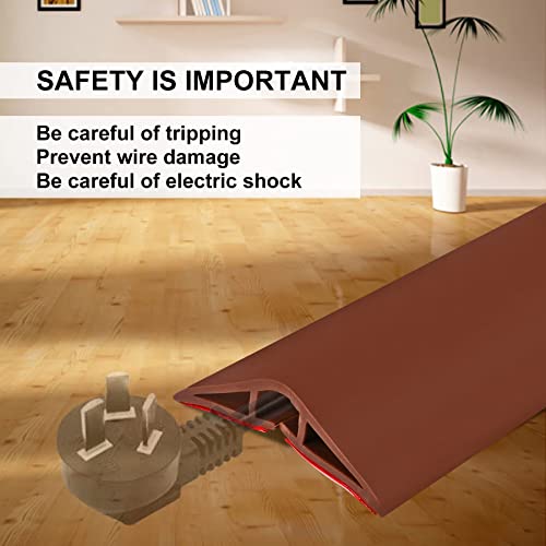 Image of 6.5Ft Floor Cord Cover Brown Silicone Cable Protector Easy to Install Wire Organizer and Hider for Home, Office, Garage (Brown-2m)