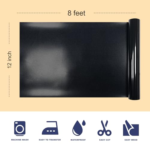 Image of Black Puff Vinyl Heat Transfer12 x 8ft 3D Puff HTV Vinyl, Puffy Iron-On for Fabrics, Perfect for T-Shirts, Bags, Pillows, Compatible with Cricut & Cameo