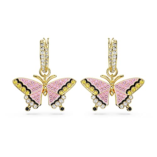 Swarovski Idyllia Drop Earrings, Gold-Tone Finished Butterfly Motif with Multicolored Stones, Part of the Swarovski Idyllia Collection