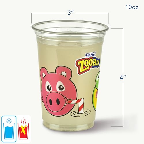 Image of Hefty Zoo Pals Kids Cups, Animal Printed Kids Plastic Cups for Birthday Parties or Everyday Use, Great for Small Hands to Hold, 25 Count, 10 Fl. Oz. (Pack of 3)