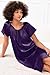 Ekouaer Women's Satin Silk Pleated Nightgown Loose Sleepwear Printed Nightshirt Short Sleeve Sleep Dress Deep Purple
