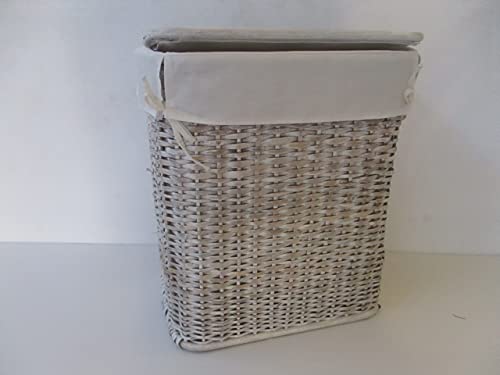 CESTO PORTABIANCHERIA VIMINI RATTAN BIANCO SHABBY CHIC CM30X45X55 H CESTO PORTA BIANCHERIA