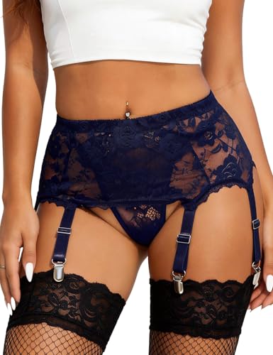 ohyeahlady Grande Taille Porte Jaretelles Femme Sexy Dentelle 6 Sangle Guepiere Porte Jartelle Sexy Ensemble Porte-jarretelle à Pince Tenue Hot Chic Lingerie...