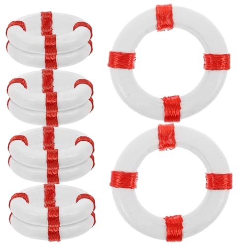 MERRYHAPY 10Pcs Miniature Resin Life Buoy Figurines Mediterranean Style Swimming for Creative Play and Home Decor Mini Water for All Ages