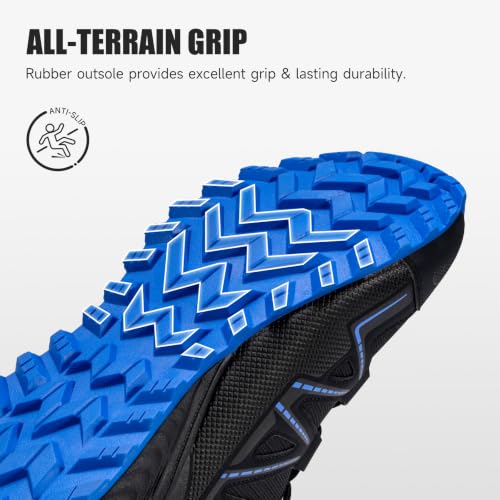 Image of Mens Trail Running Shoes Hiking Running Sneakers | Non Slip Outdoor Lightweight Breathable Walking Tennis Casual Comfortable Rubber Outsloe Lace Up Protective Upper