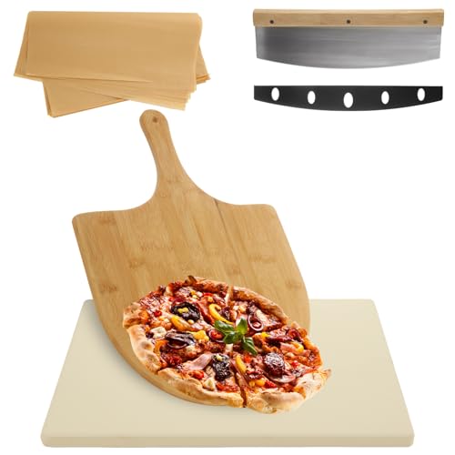 STARVAST 13Pcs Rectangular Pizza Stone for Oven and Grill, 15 x 12 Inch Pizza Stone Set with Pizza...