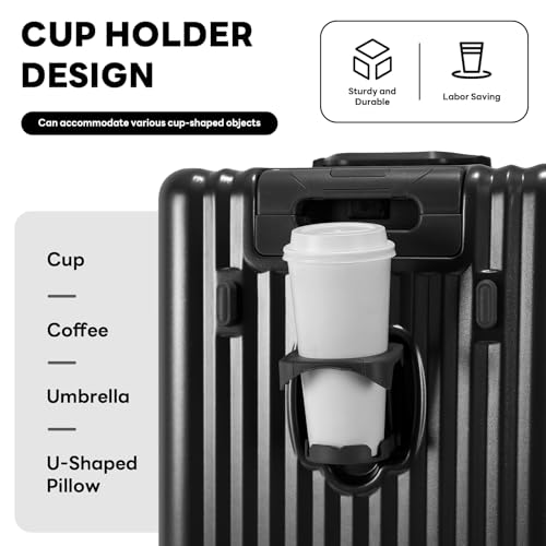 Hardside Carry On Luggage with Cup Holder & USB/Type-C Charging Port, Aluminum Frame, Zipperless Design, TSA Lock, Extra-Wide Shell – Smart Travel Suitcase Carry-On or Checked (Black, 20Inch)4