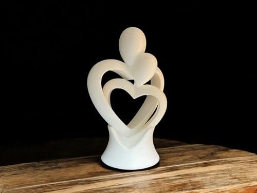 Escultura Decorativa de Porcelana, Casal Apaixonado, Estatueta Branca com Dois Cora&ccedil;&otilde;es...