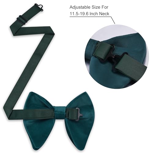 Image of GUSLESON Mens Solid Plaid Velvet Pre-tied Adjustable Bow Tie and Pocket Square Cufflink Set with Gift Box