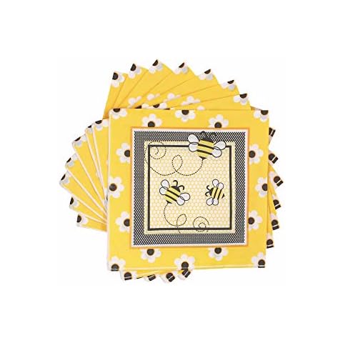 WallyE Bumble Bee Napkins, for What Will It Bee Gender Reaveal, Baby Shower, Honey Bee Themed Birthday Party, 100 Pack Cover