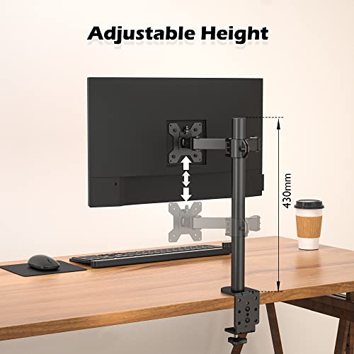 BONTEC 13-32 Zoll Monitor Halterung für LED LCD Bildschirme bis 10 kg, Monitor Tischalterung 1 Monitor Höhenverstellbar Neigbar Schwenkbar, 2 Montageoptionen, VESA 75x75/100x100, Schwarz – Bild 6