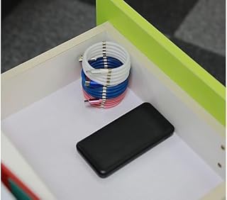 مغناطيس كابل (متوفر بالألوان: أزرق ، وردي ، أسود ، أبيض) 🧲📲 تصميم مميز يمنع تشابك الكابلات مع حلقات مغناطيسية. سهل الاستخدام والتخزين. - من جينيريك