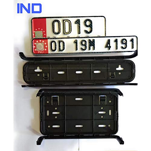 Image of IND accesorise Decorative Custom Plate and Black Plastic Frame, Bike Size White | Pack of 4 (RED)