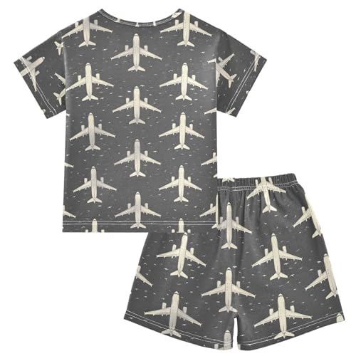 ALAZA Plane Retro Pajamas Short Sleeve 2 Piece Sleepwear Top and Bottom Pajama Set Unisex2