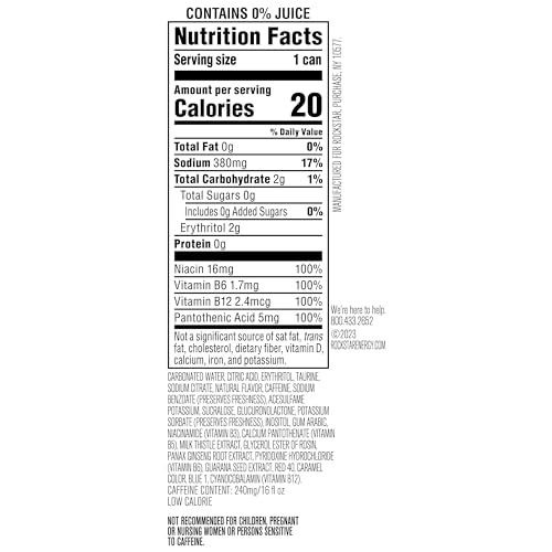 Rockstar Pure Zero Energy Drink, Fruit Punch, 0 Sugar, with Caffeine and Taurine, 16oz Cans (12 Pack) (Packaging May Vary)