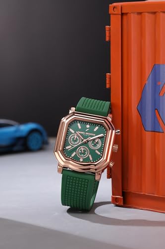 Image of Daniel Hechter Paris Moulin Collection Analog Watch for Men with Square Case, Luminous Hands & Markers, Multifunction Dial and Silicone Strap
