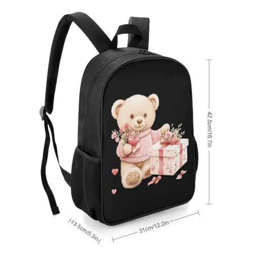Teddy Bear Valentines Gifts Travel Backpack Casual Daypack Shoulder Bag with Adjustable Shoulder Straps for Hiking2