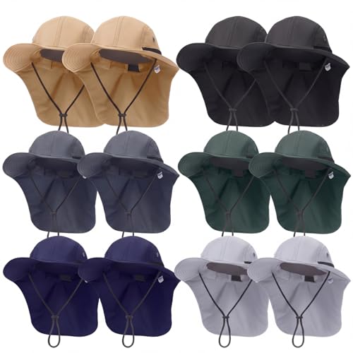 Image of Therwen Sun Hats with Neck Flap for Men Women Unisex Hiking Safari Hat Wide Brim UV Sun Protection Cap for Outdoor