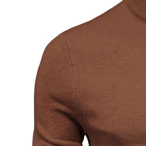 Mens Half Turtleneck Knit Sweater Casual Solid Color Male Knitted Pullover Slim Fit Long Sleeve Knits Sweaters3