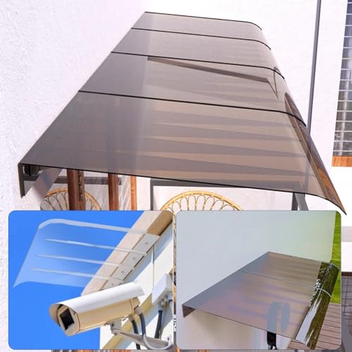 Auvent de balcon moderne polycarbonate marron 35x200cm résistant grêle
