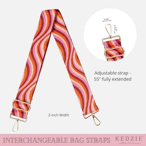 KEDZIE Embroidered Interchangeable Bag Straps Adjustable Length 55” Handbag Purse 2-inch Wide Guitar Style Crossbody Strap3