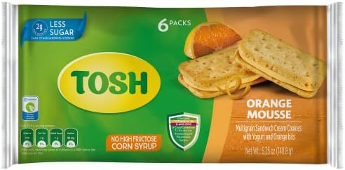 Tosh Orange Mousse Cream Cookies | No Artificial Flavors or Sweeteners | Perfect for Breakfast | 5.25 Ounce (Pack of 1)