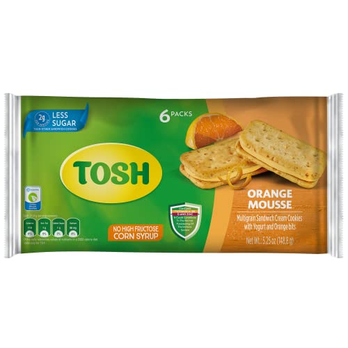 Tosh Orange Mousse Cream Cookies | No Artificial Flavors Or Sweeteners | Perfect For Breakfast | 5.25 Ounce (Pack Of 1) #TOP4