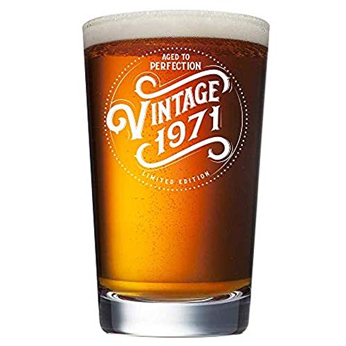 1971 49th Birthday Gifts for Men and Women Beer Glass - 16 oz