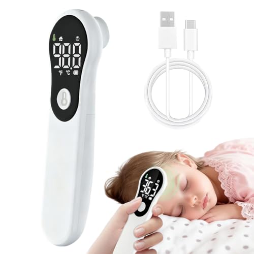 Tomedeks 1 pièce Thermomètre Frontal Sans Contact pour Bébé et Adultes, Thermomètre Numérique Infrarouge avec Alerte Fièvre, Lecture Rapide et Précise,...