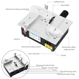 Mini Sega Circolare Da Tavolo, 5000Rpm 7 Velocità Regolabili Mini Sega Da Tavolo Banco Seghe Circolare Per Legno, Sega Da Taglio Di Precisione Portatile Multifunzionale Per Legno, Modellismo