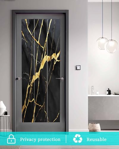 Vinilo decorativo para ventana textura mármol negro y dorado miniatura 7